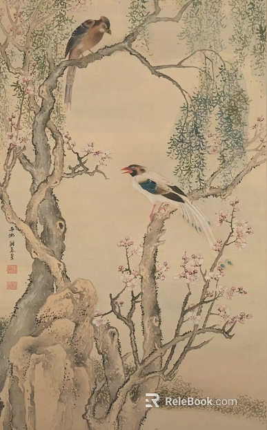 Chinese flower and bird painting texture