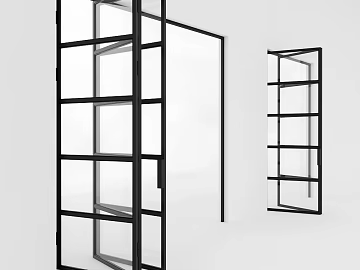 Black narrow frame glass door interior partition texture (ID:ffaeh477656)