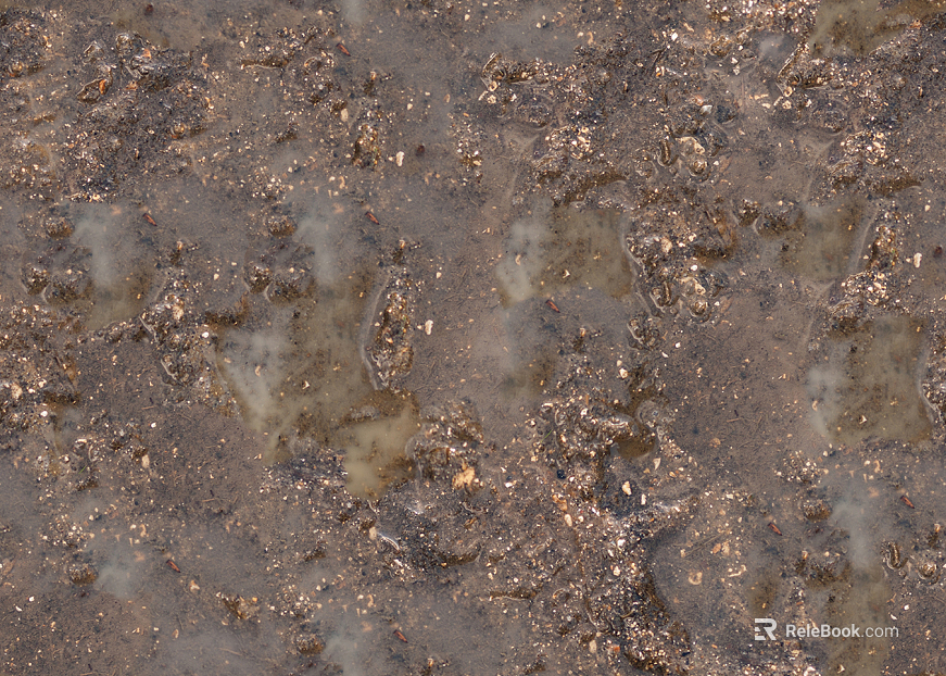 Yellow wet dirt road ground texture