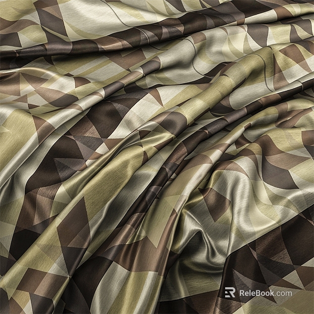 Grey Green Geometric Silk Soft Fabric texture