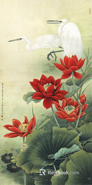 New Chinese style decorative painting meticulous painting texture