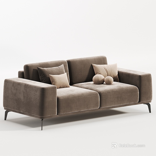 Modern brown flannel double sofa texture
