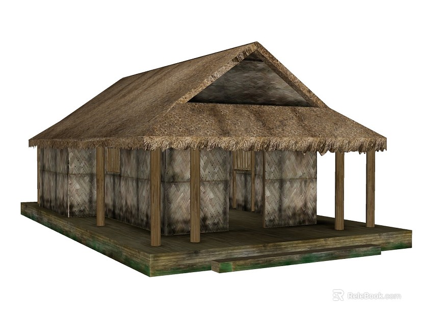 Retro style thatch bamboo and wood dwellings texture