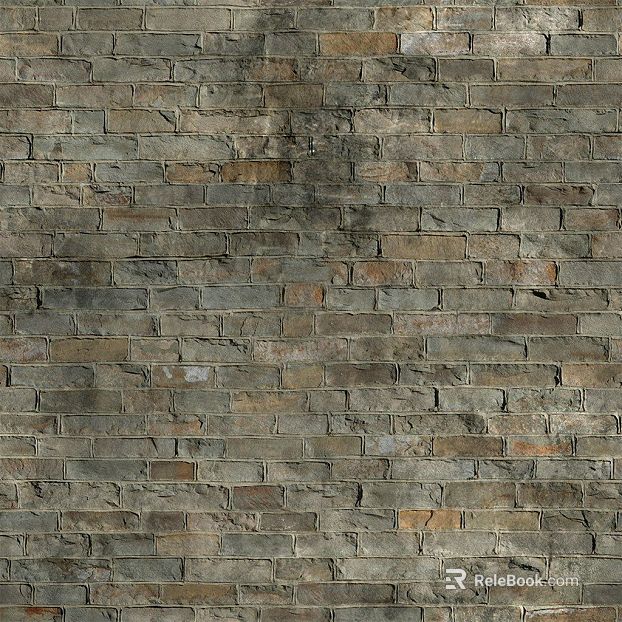 Green gray old brick wall exterior wall finish texture