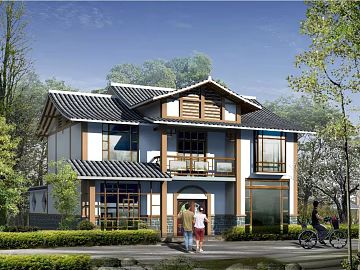 New Chinese style single-family villa residential building texture (ID:ffaeh383236)