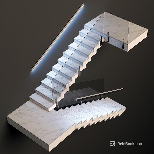 Light Luxury White Marble Indoor Stair Step texture