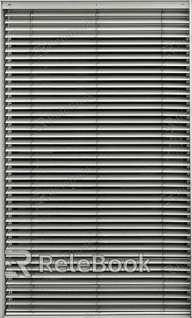 A metallic, rolling shutter door, commonly seen in commercial and industrial settings, with horizontal slats for flexible vertical movement, offering security and space efficiency.