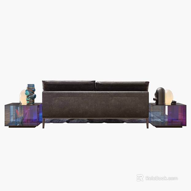 Dark gray leather sofa combination texture