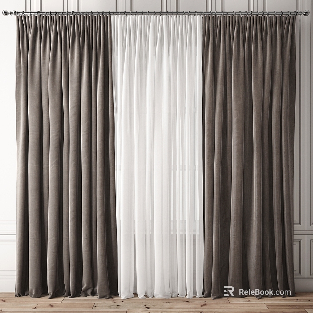 Grey-white double-layer fabric curtain bedroom blackout curtain texture
