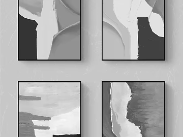 Black and white abstract decorative painting, living room wall art texture (ID:ffaeh209439)