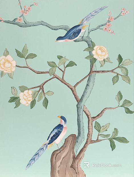 Chinese flower and bird painting texture