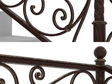 Retro brown old wrought iron stair guardrail 3d model