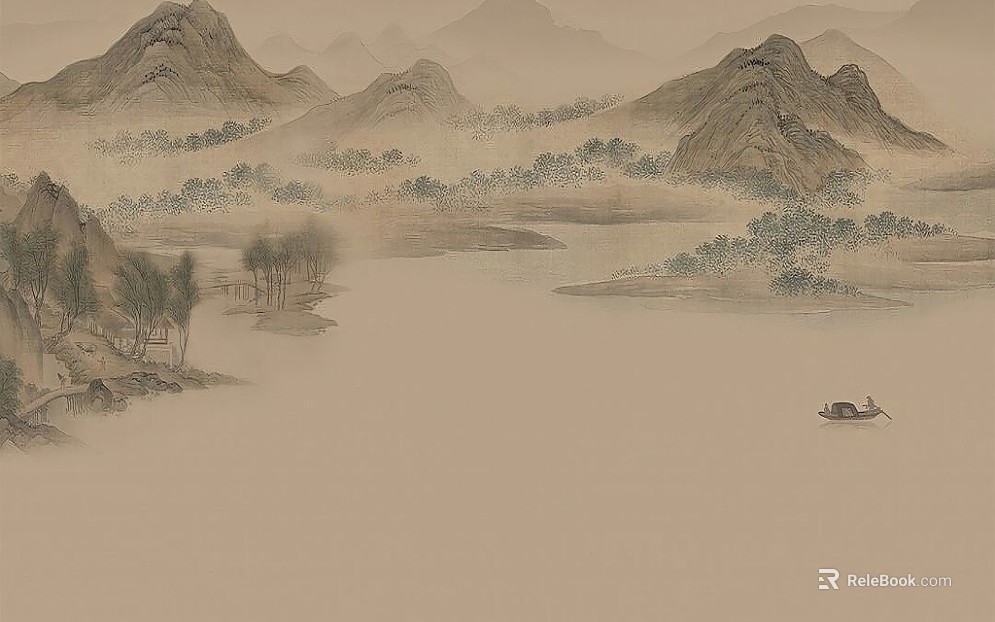 Chinese light brown landscape painting texture