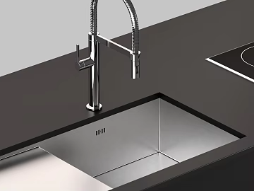 Silver stainless steel kitchen sink faucet texture (ID:ffaeh076916)