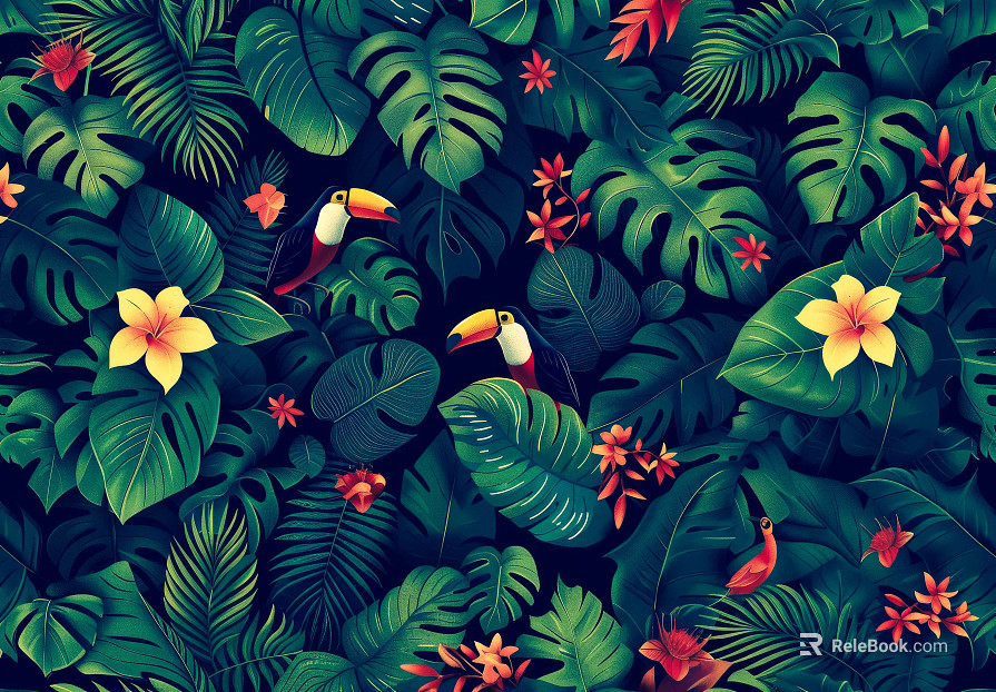 European Literary Plants Tropical Rainforest Wallpaper texture