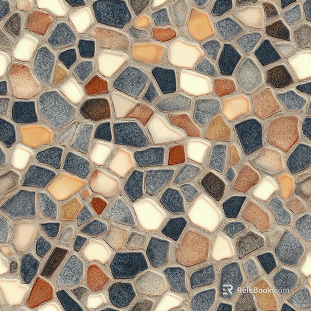 Mixed color cobblestone floor tile courtyard pavement texture