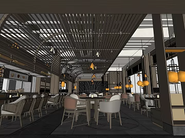 New Chinese Restaurant Wooden Ceiling Scene texture (ID:ffaeh930761)
