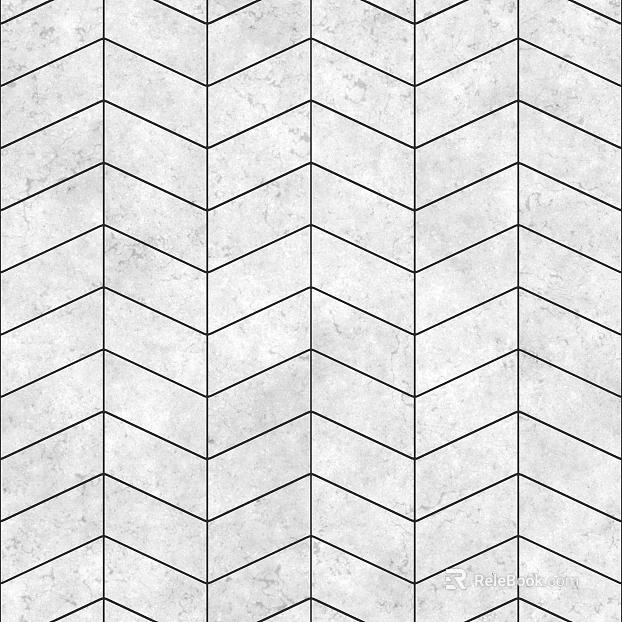 Light gray herringbone marble tile living room ground texture