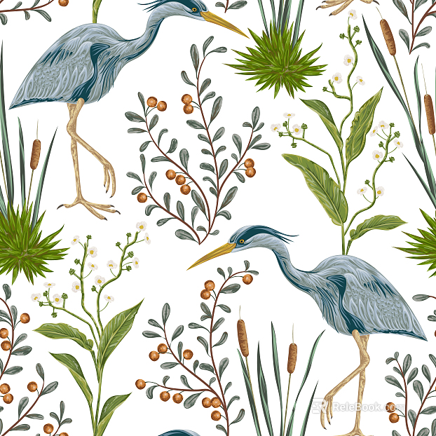 Flower and Bird Wallpaper texture