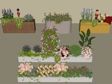 Colorful Flower Box Plant Combination Garden Landscape texture (ID:ffaeh320884)