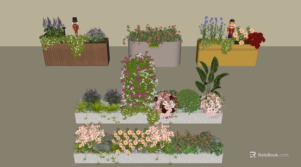Colorful Flower Box Plant Combination Garden Landscape texture