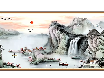 Chinese Traditional Painting Jiangshan Duojiao Decorative Painting texture (ID:ffaeh507076)