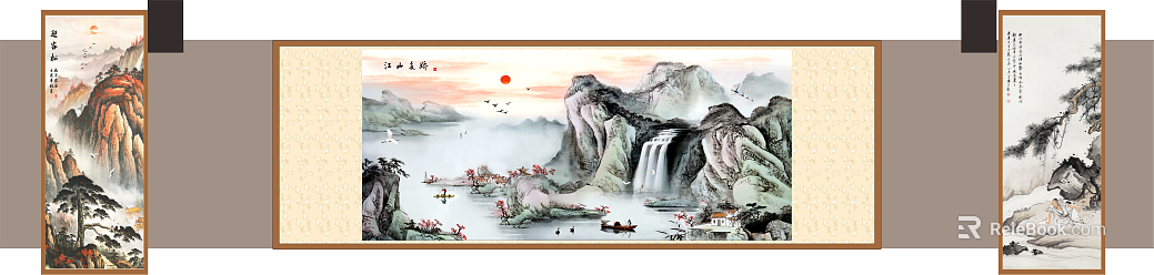Chinese Traditional Painting Jiangshan Duojiao Decorative Painting texture