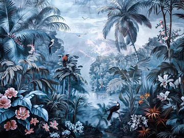 European Literary Plants Tropical Rainforest Wallpaper texture (ID:ffach669906)