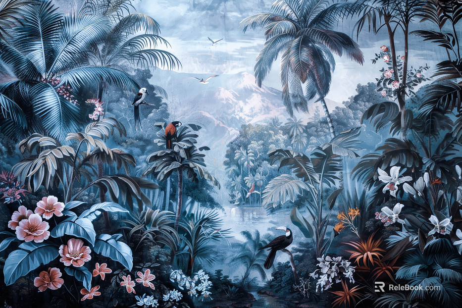 European Literary Plants Tropical Rainforest Wallpaper texture
