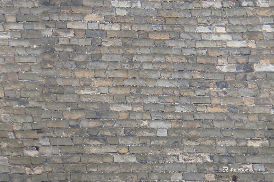 Grayish-blue old brick wall, facade of an ancient building texture