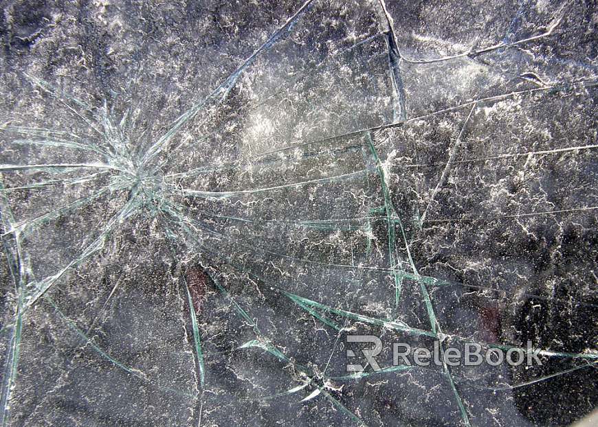 A shattered window pane, fragmented pieces scattered, displaying the stark beauty of broken glass against a backdrop of blurred urban scenery, each shard reflecting distorted fragments of the world outside.