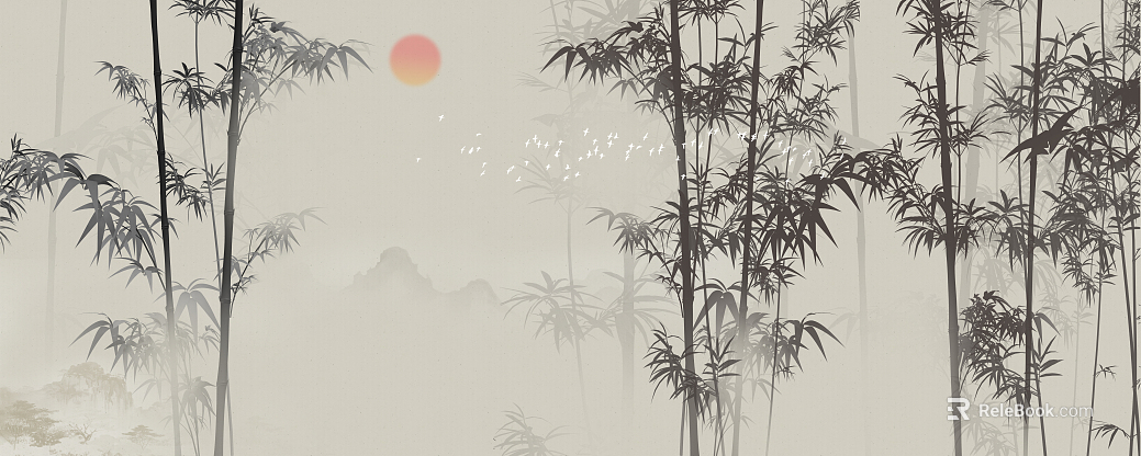 New Chinese Bamboo Mural texture