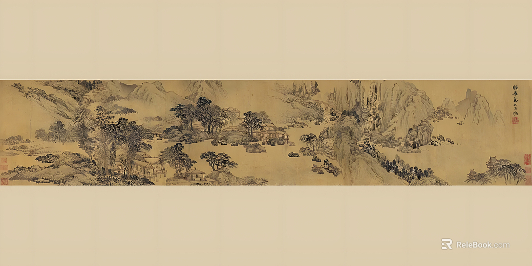 New Chinese Style Chinese Style Mural Chinese Style Landscape Decorative Painting texture