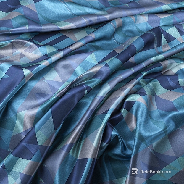 Blue Grey Geometric Silk Soft Fabric texture