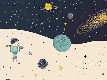 Modern child astronaut starry sky moon mural bedside background texture (ID:ffach517274)