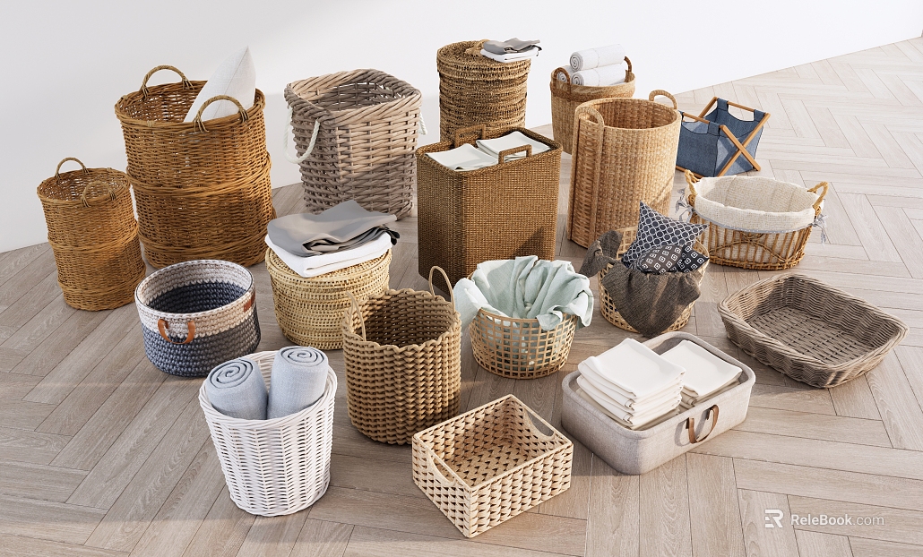 Log Color Rattan Storage Basket Home Storage texture