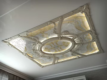 European-style gold and silver art glass ceiling texture (ID:ffaeh026984)