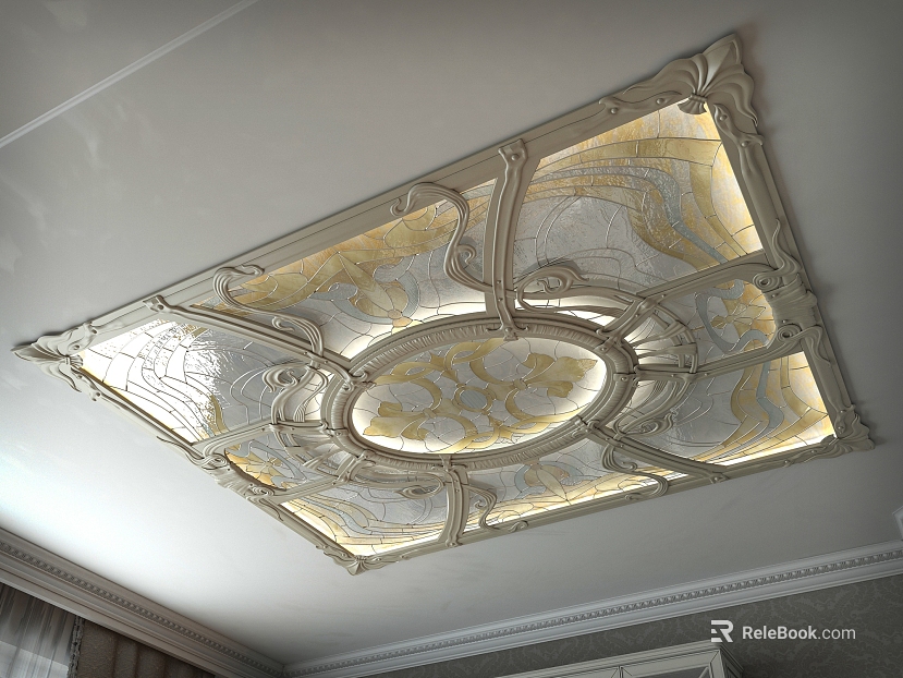 European-style gold and silver art glass ceiling texture
