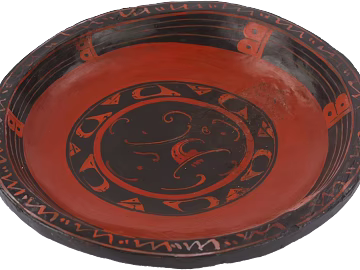 Red and black lacquer decorative classical dinner plate 3d model