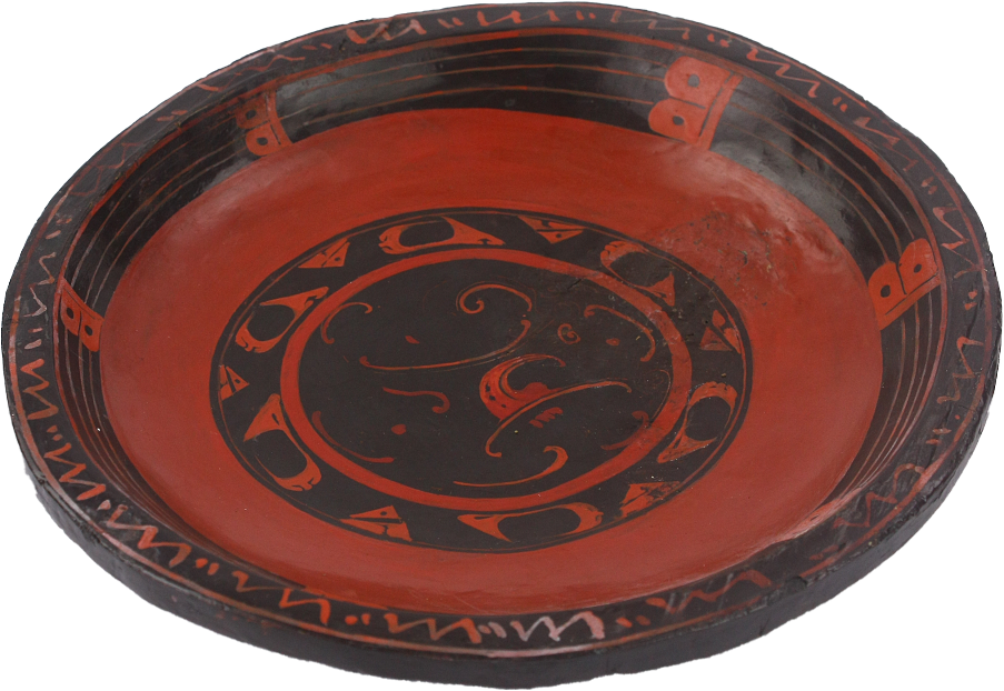 Red and black lacquer decorative classical dinner plate texture