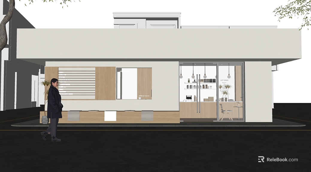 Modern minimalist shop appearance renderings texture