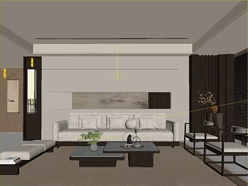 New Chinese Beige Fabric Living Room Sofa Set texture (ID:ffaeh102846)