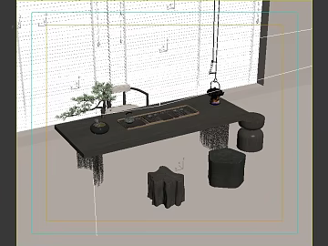 New Chinese-style dark wood tea table tea room furniture texture (ID:ffaeh096916)