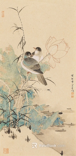 Chinese flower and bird painting texture