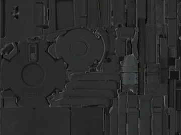 Dark gray mechanical structure bump map 3d model