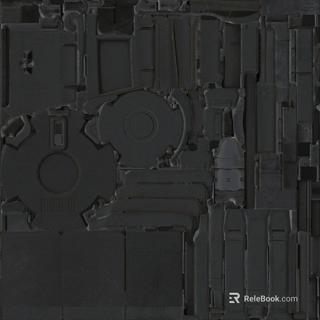 Dark gray mechanical structure bump map texture
