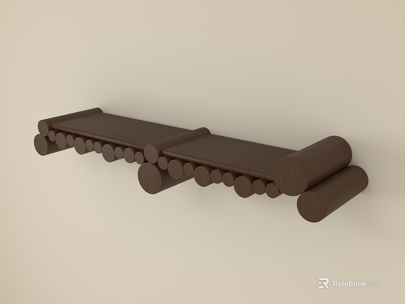 Dark Brown Wooden Wall Storage Rack texture