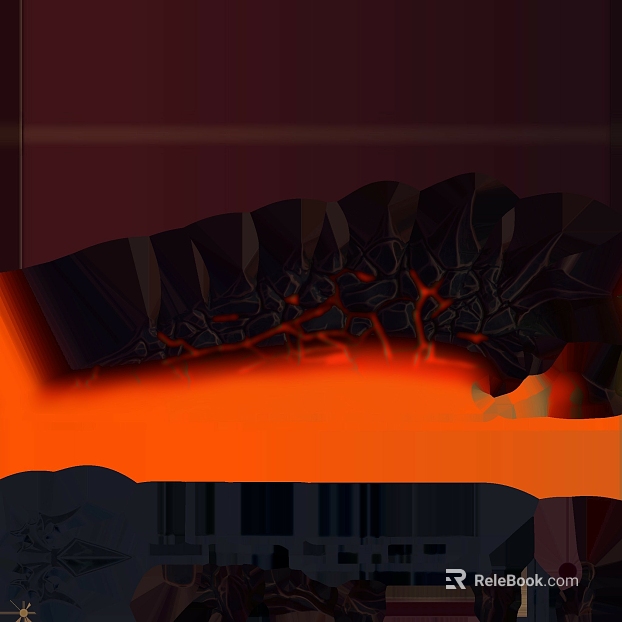 Red Black Lava Rock Game Scene texture