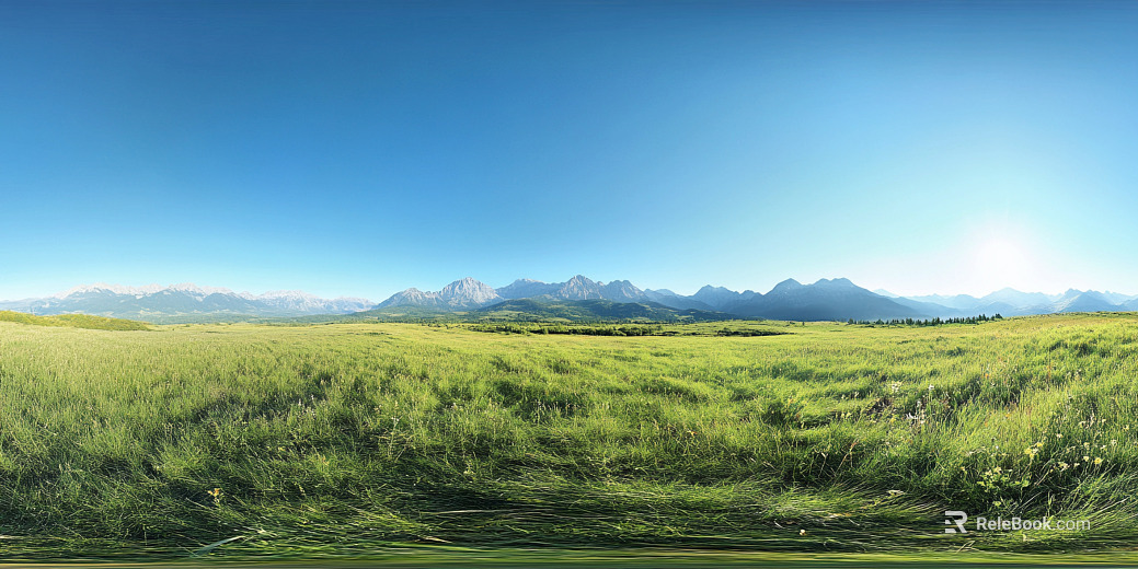 Blue Sky White Clouds Lawn Hillside HDR texture