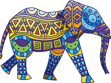 Ethnic Style Colorful Pattern Elephant Decorative Painting texture (ID:ffaeh401989)